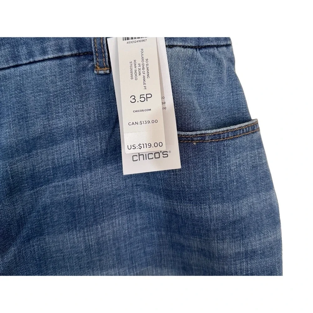 Chicos SO SLIMMING Jeans Woman 18P/3.5P GIRLFRIEND ANKLE EMBELLISHED Crystals